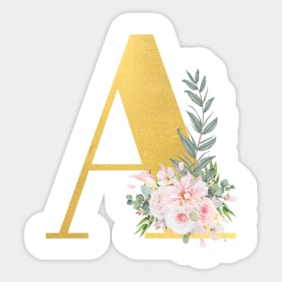 Letter A floral motives and gold design Sticker